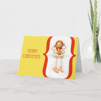 Festividades Cartão de sorriso do Natal do anjo (ouro)