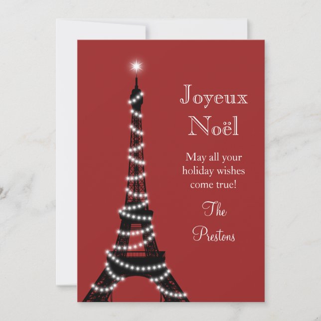 Festividades Cartão de Torre Eiffel de Feriado vermelho (Frente)