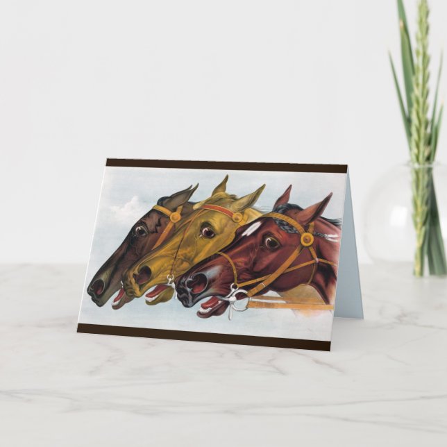 Festividades cartão de três cavalos (Frente)