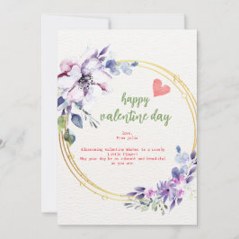 Festividades cartão de valentine com flor estética dourada roxa