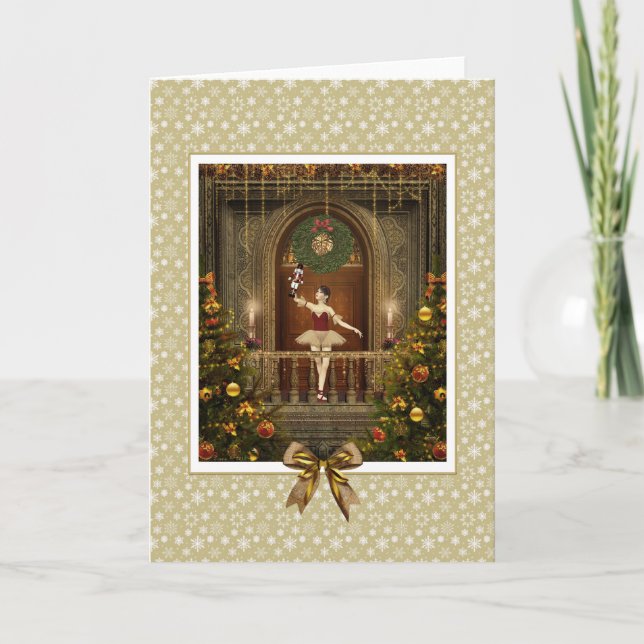 Festividades Cartão de Vazio Ballerina Nutcracker Snowflakes (Frente)