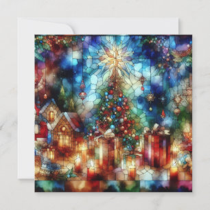 Festividades Cartão de Vestígio de Vidro com Aquarela de Natal