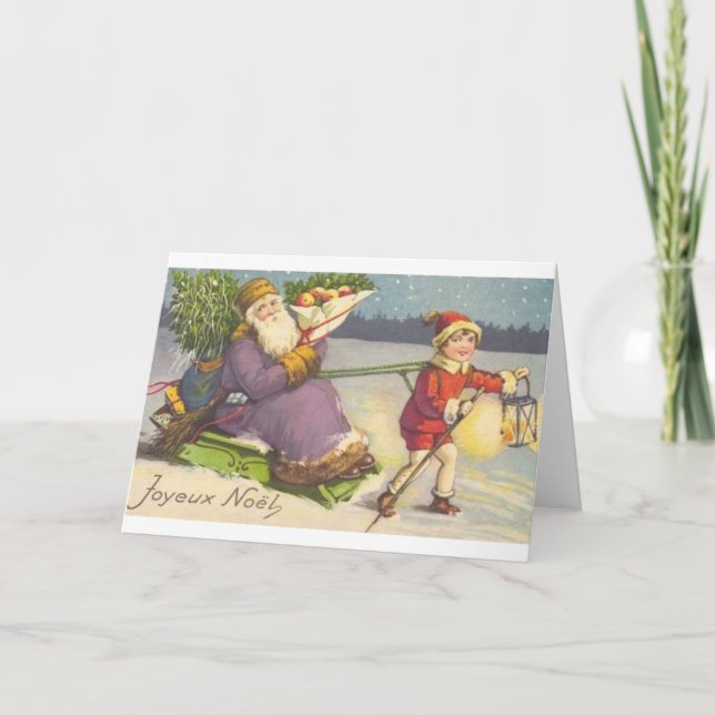 Festividades Cartão de Vintage de Natal francês (Frente)