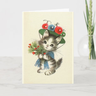 Festividades Cartão de Vintage Kitten