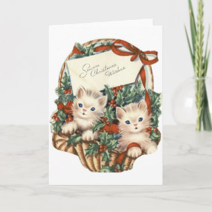 Festividades Cartão de Vintage Kittens para o Natal