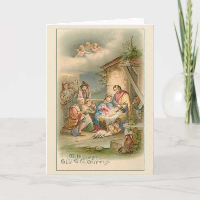 Festividades Cartão de Vintage Nativation Christmas (Frente)