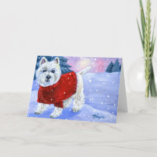 Festividades Cartão de Westie do inverno