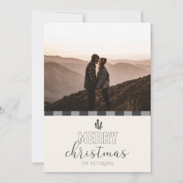 Festividades Cartão de Xadrez de Cinza Buffalo Moderno Feliz Na