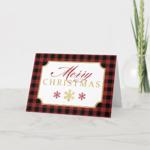 Festividades Cartão de Xadrez Preto e Feliz Natal Personalizado