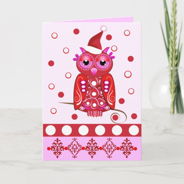 Festividades Cartão decorativo bonito de Natal com Cartoon Owl (Frente)