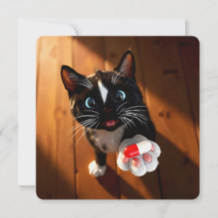 Festividades Cartão Divertido de Recuperação   Gato Entrega Seu