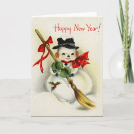 Festividades Cartão do boneco de neve do feliz ano novo do