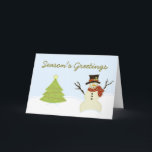 Festividades Cartão do boneco de neve e de Natal da árvore<br><div class="desc">Cartão bonito e lunático super do boneco de neve e do Natal da árvore que caracteriza uma cena do inverno do divertimento com uma árvore de Natal decorada e um boneco de neve jovial. Envie uma dose entusiasta do elogio do Natal aos amigos e à família com este cartão doce!...</div>