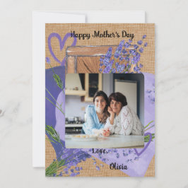 Festividades Cartão do Dia das Mães com Foto Floral de Lavanda