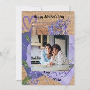 Festividades Cartão do Dia das Mães com Foto Floral de Lavanda 