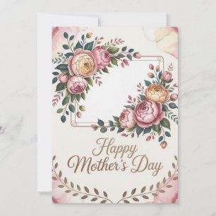 Festividades Cartão do Dia das Mães com Moldura de Rosa Elegant