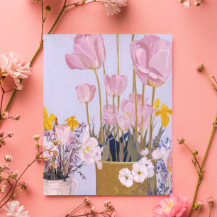 Festividades Cartão do Dia das Mães com pintura de tulipas em a