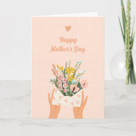 Festividades Cartão do Dia das Mães Floral de Pêssego Personali