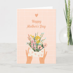 Festividades Cartão do Dia das Mães Floral de Pêssego Personali