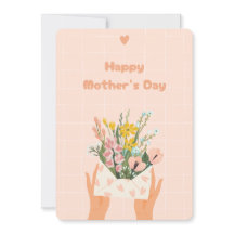 Cartão do Dia das Mães Ilustrado com Flor de Pêsse