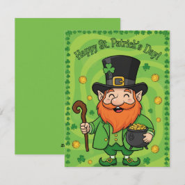 Festividades Cartão do Dia de São Patrício Leprechaun Fofo
