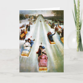 Festividades Cartão do dia de Tobogganing da estrela do vintage