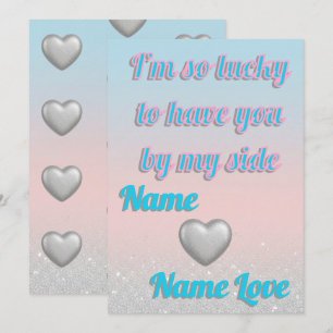 Festividades Cartão do Dia dos Namorados com Corações de Prata 