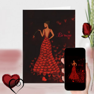 Festividades Cartão do Dia dos Namorados com Mulher de Vestido 