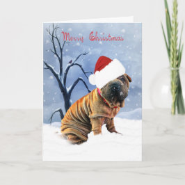 Festividades Cartão do Feliz Natal de Shar-Pei - Shar-Pei em um