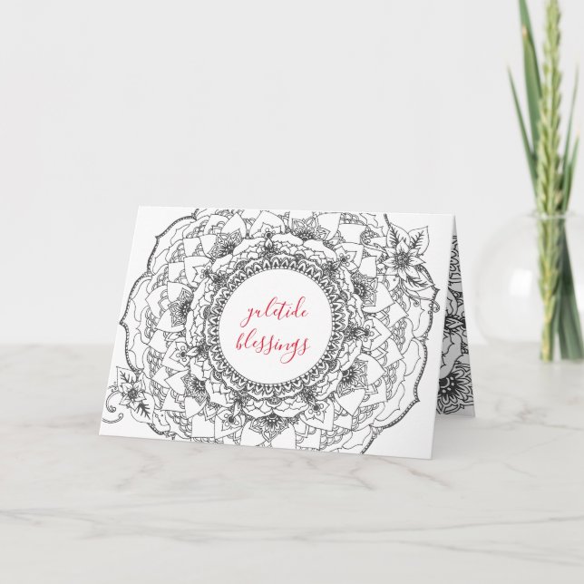 Festividades Cartão do feriado da mandala de Yule (Frente)