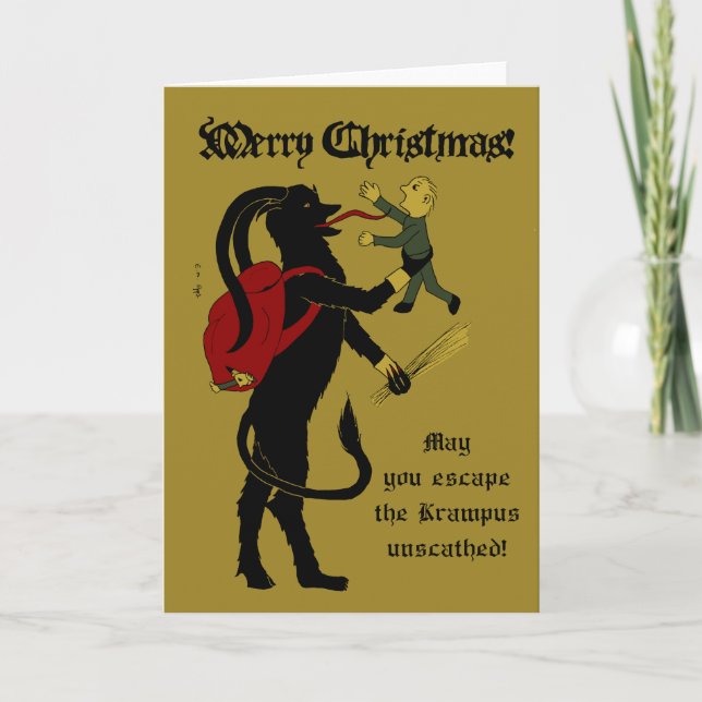 Festividades Cartão do horror de Krampus/Natal (Frente)