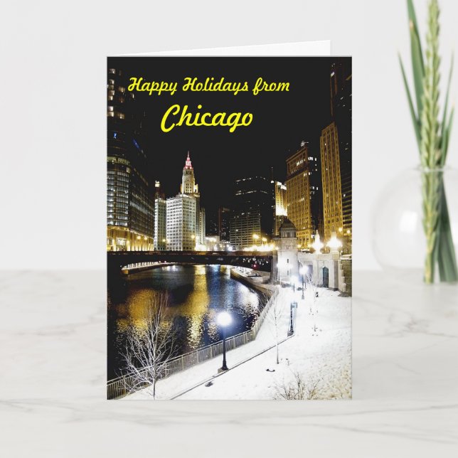 Festividades Cartão do inverno de Chicago (Frente)