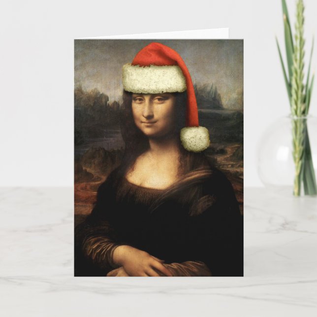 Festividades Cartão do papai noel de Mona Lisa (Frente)