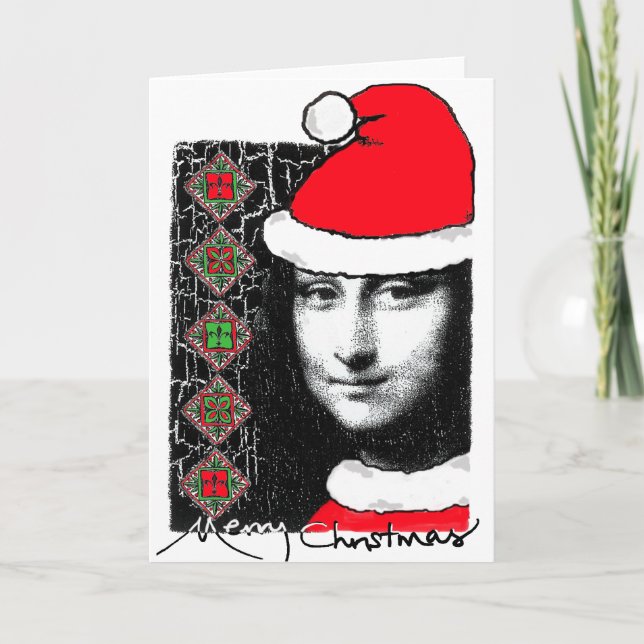 Festividades Cartão do Xmas-Cumprimento de Mona Lisa (Frente)