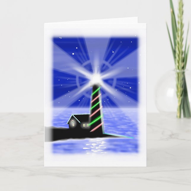 Festividades Cartão dobrado de farol de árvore de Natal (Frente)