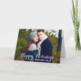 Festividades Cartão Dobrável de Foto de Casal Feliz Natal W