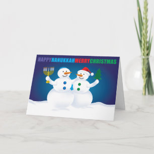 Festividades Cartão dos bonecos de neve do Natal de Hanukkah