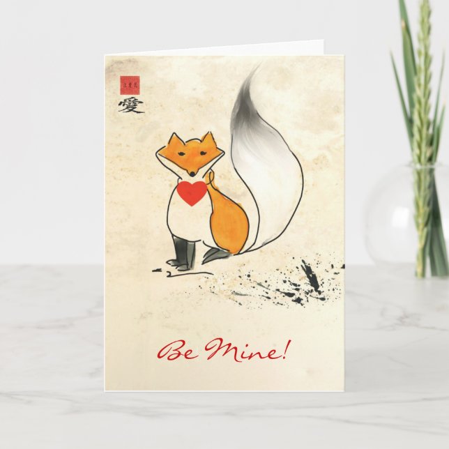 Festividades Cartão dos namorados do Fox de Sumi-e (Frente)