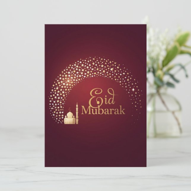 Festividades Cartão Elegante Personalizado de Eid Mubarak (Em pé/Frente)
