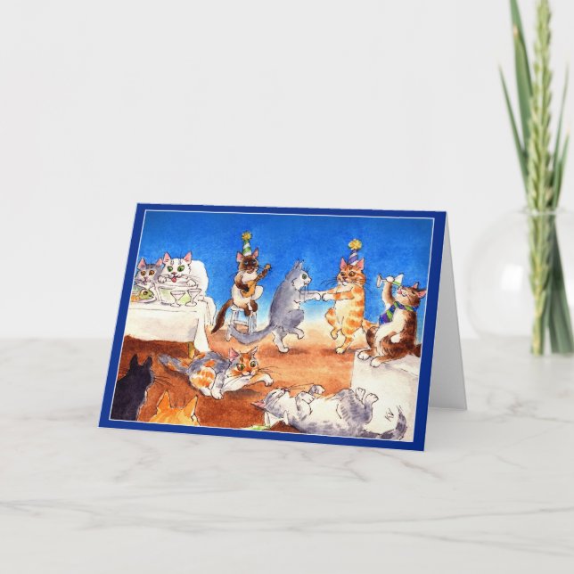 Festividades Cartão engraçado da festa de Natal do gato (Frente)