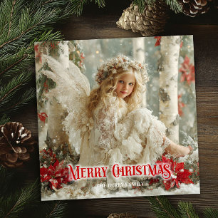 Festividades Cartão etéreo de anjo angelical épico poinsettia v