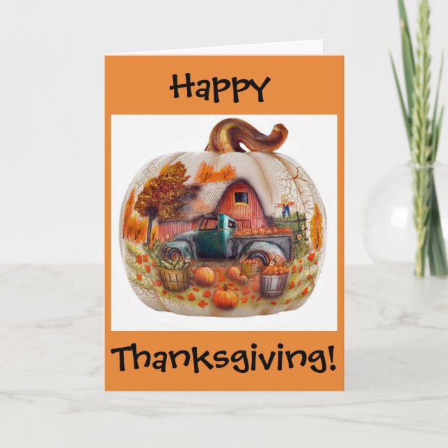 Festividades Cartão feliz da acção de graças, camião de (Frente)