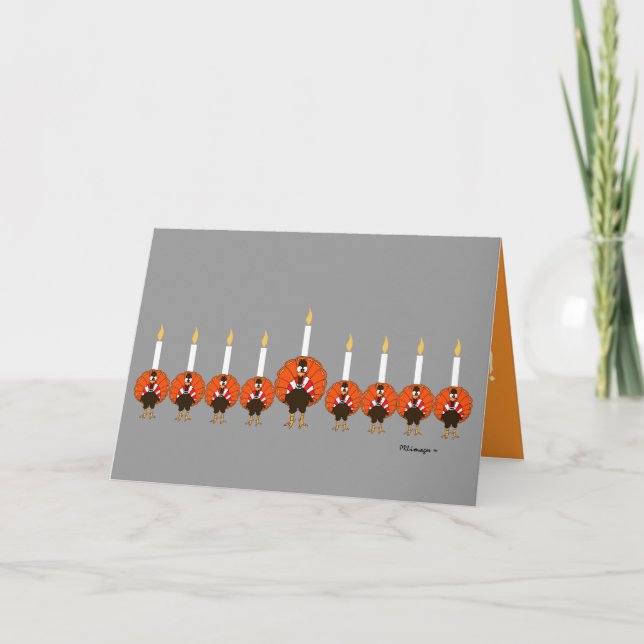 Festividades Cartão feliz de Thanksgivukkah dos perus de (Frente)
