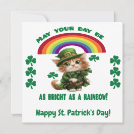 Festividades Cartão Feliz Dia de São Patrício | Gato Leprechaun