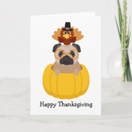 Festividades Cartão feliz do Pug da acção de graças