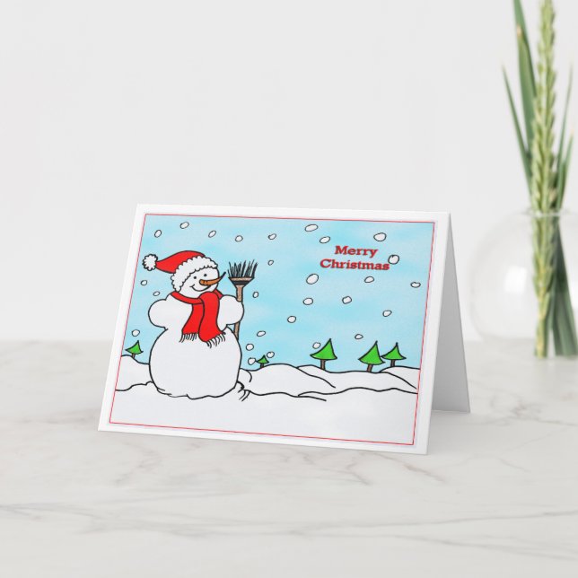 Festividades Cartão Feliz Natal com Boneco de Neve (Frente)
