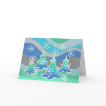 Cartão "Feliz Natal" das árvores de inverno