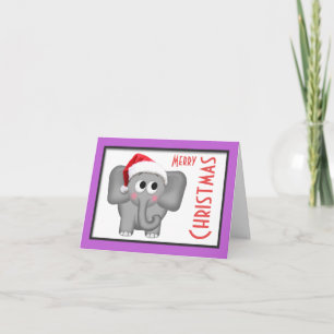 Festividades Cartão "Feliz Natal" do Elefante de Santa Hat