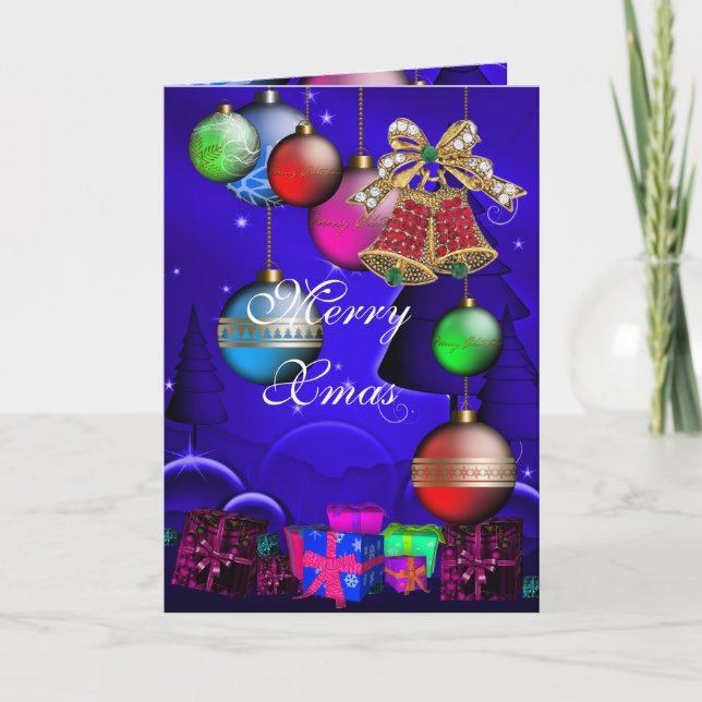 Festividades Cartão Feliz Natal Sininhos de Natal Bolas (Frente)
