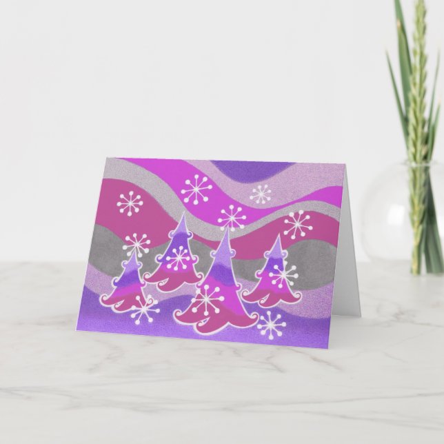 Festividades Cartão "Feriados Felizes" das Árvores de inverno (Frente)